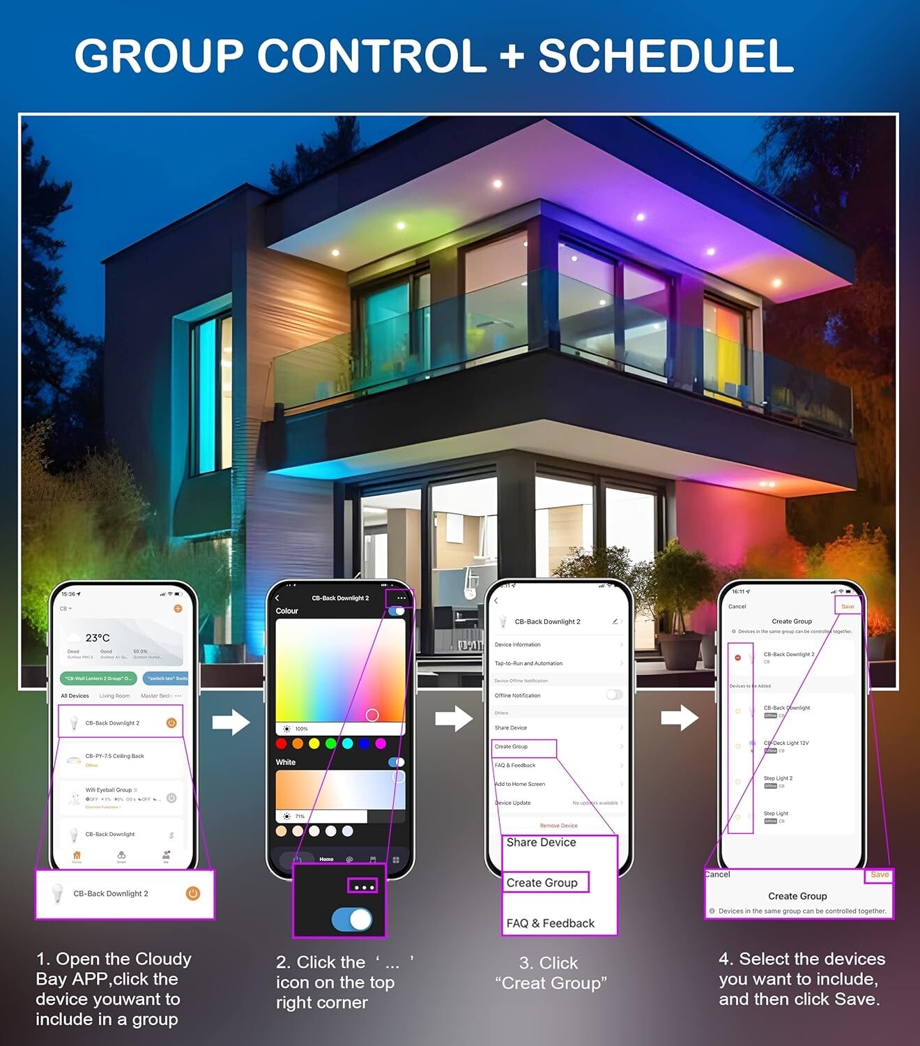 Ultra-Thin 4-Inch Color Changing LED Recessed Lights with App & Voice Control