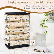 Load image into Gallery viewer, Rustic Earring Display Stand with 130 Hooks - Large Jewelry Organizer Tower