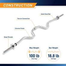 Load image into Gallery viewer, Ergonomic 47" Curl Bar with Knurled Grip - Ideal for Strength Training Sessions