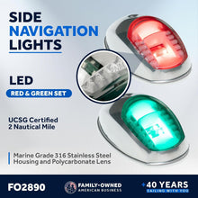 Load image into Gallery viewer, Bright Waterproof Navigation Lights - Red &amp; Green LED Boat Lights, Marine Grade