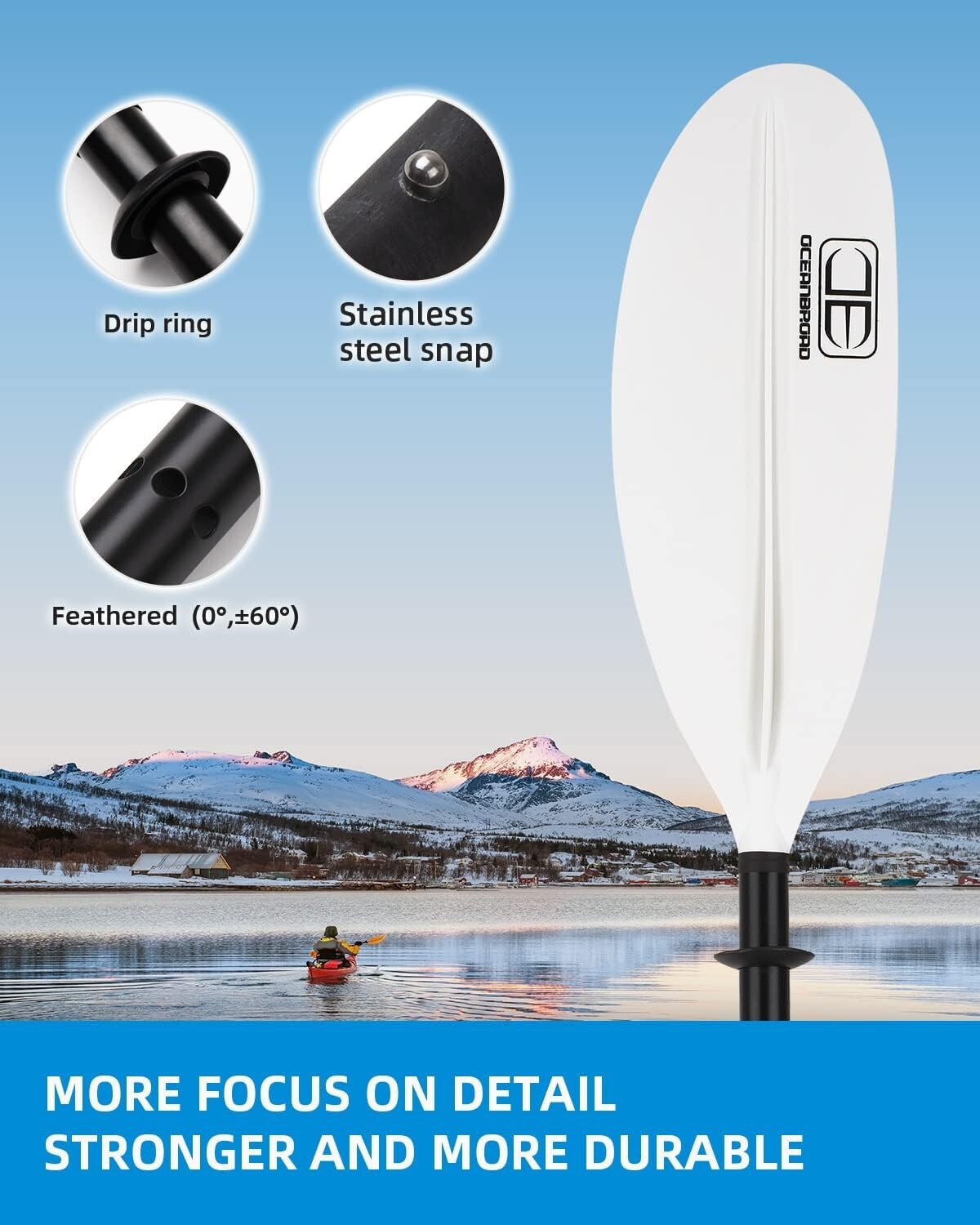 Durable 90.5in Kayak Paddle with Lightweight Design - Ideal for All Skill Levels