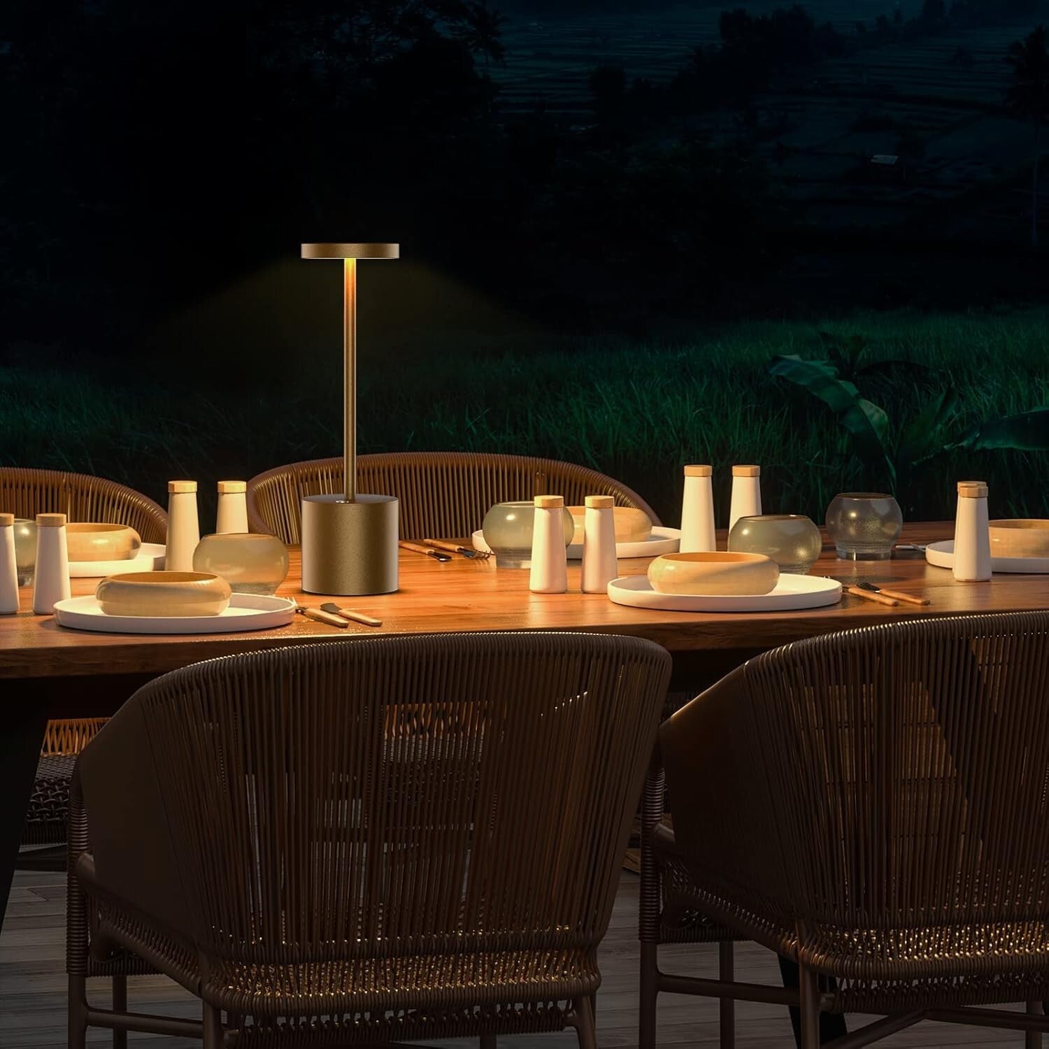 Dimmable Aluminum LED Table Lamp - Cordless & Rechargeable for Indoor/Outdoor