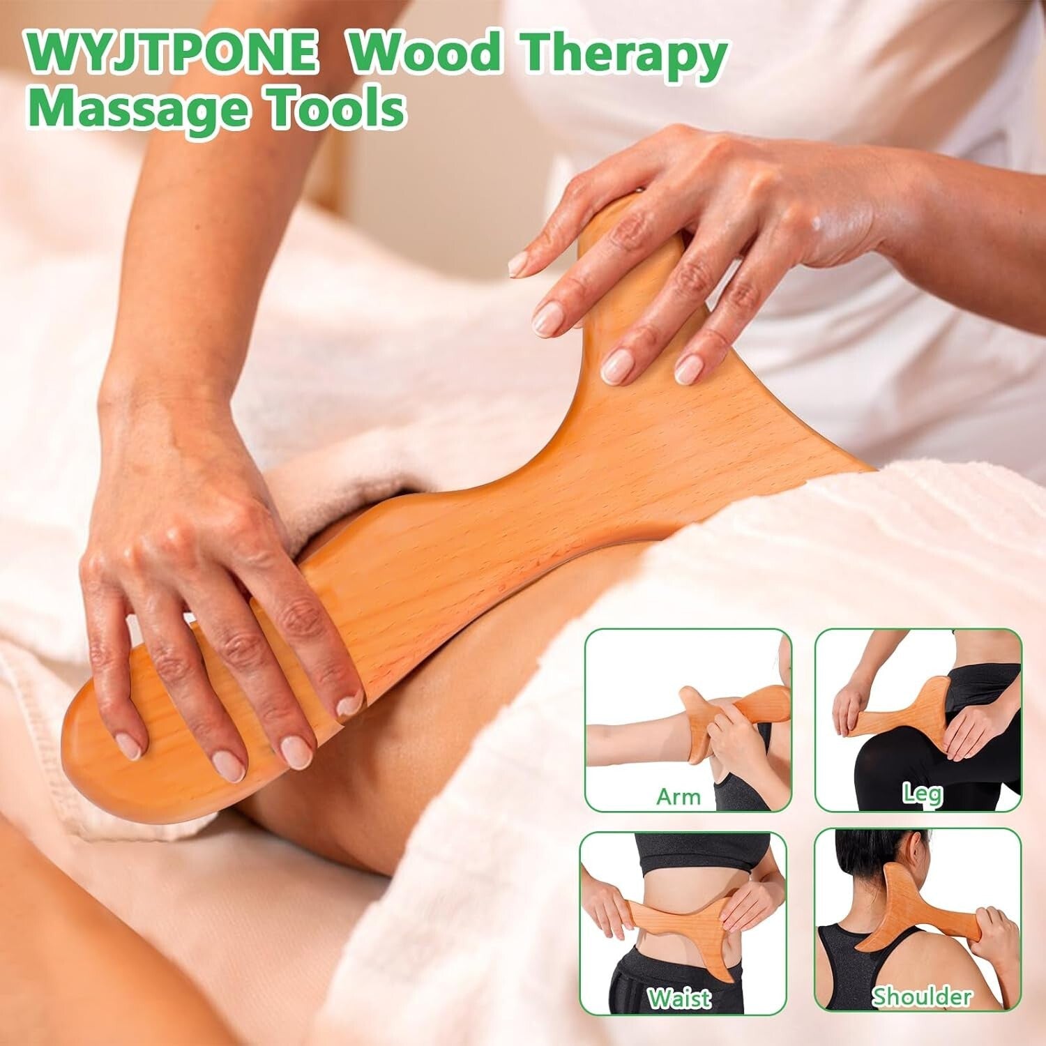 6-in-1 Wooden Massager Kit for Body Sculpting and Lymphatic Drainage Therapy