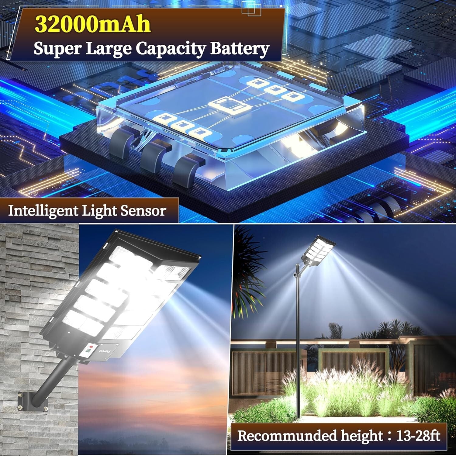 520000LM Solar Street Lights with Remote Control - Waterproof LED Floodlight
