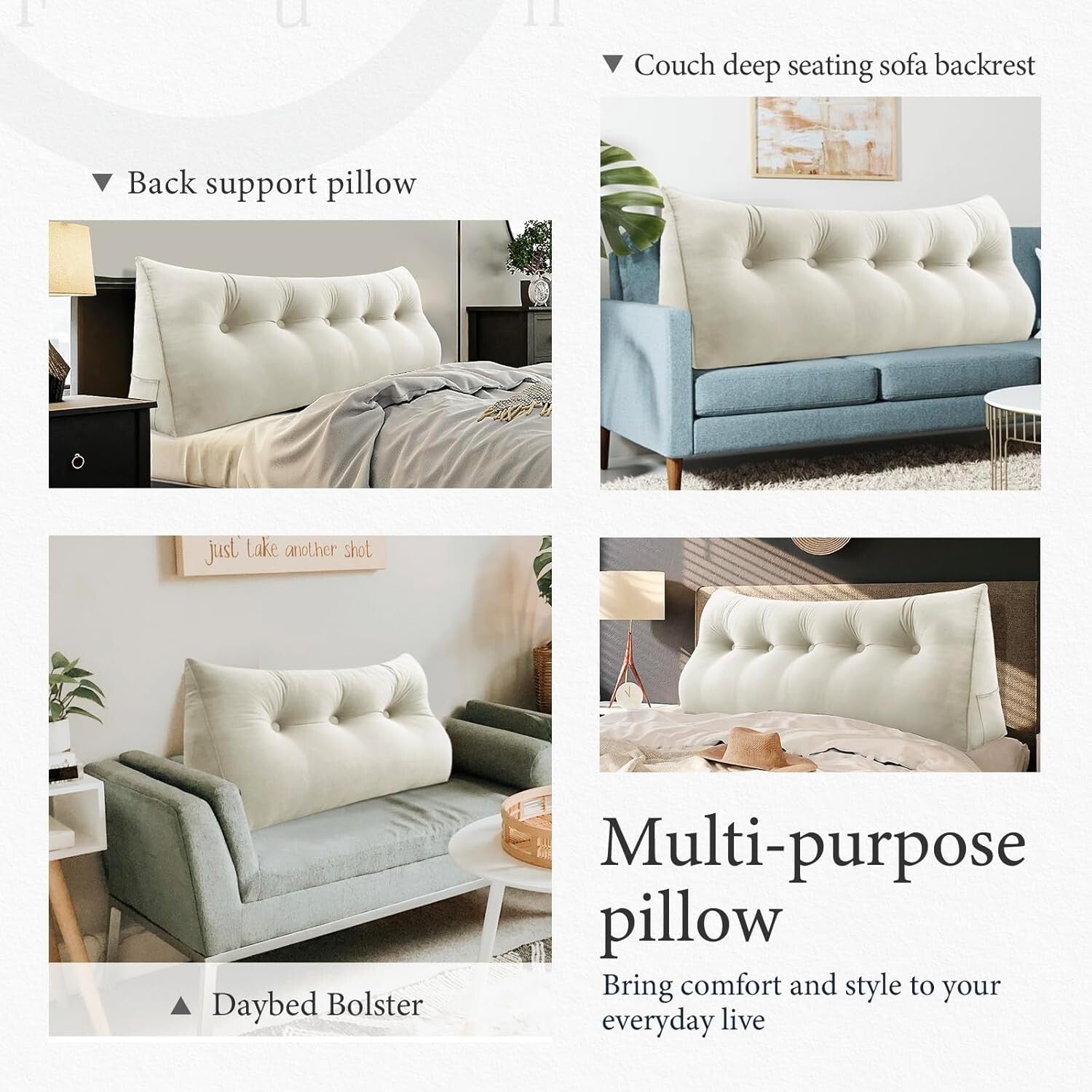 Large 76-Inch King Wedge Pillow for Reading & Relaxation - Soft Velvet Design