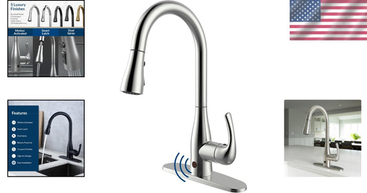 Modern Touchless Kitchen Faucet in Brushed Nickel with Retractable Hose Feature