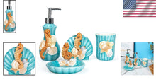 Load image into Gallery viewer, Durable and Elegant Ceramic 4-Piece Bathroom Accessories Set - Nautical Theme