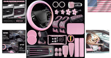 Load image into Gallery viewer, Fashionable Light Pink Car Accessories Bundle: Steering Cover &amp; Phone Holder