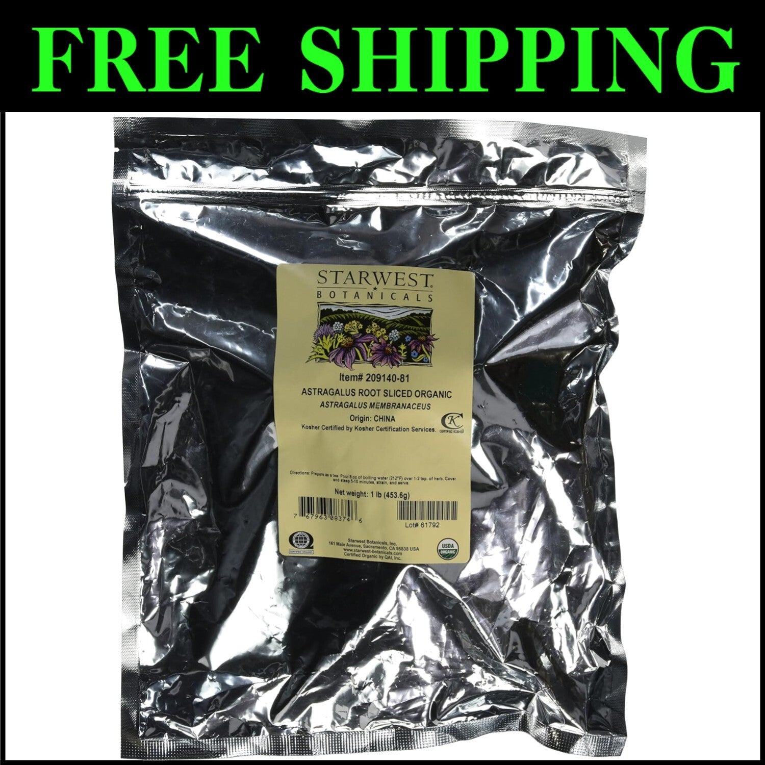1 Pound Organic Astragalus Membranaceus Root Slices for Energy & Wellness