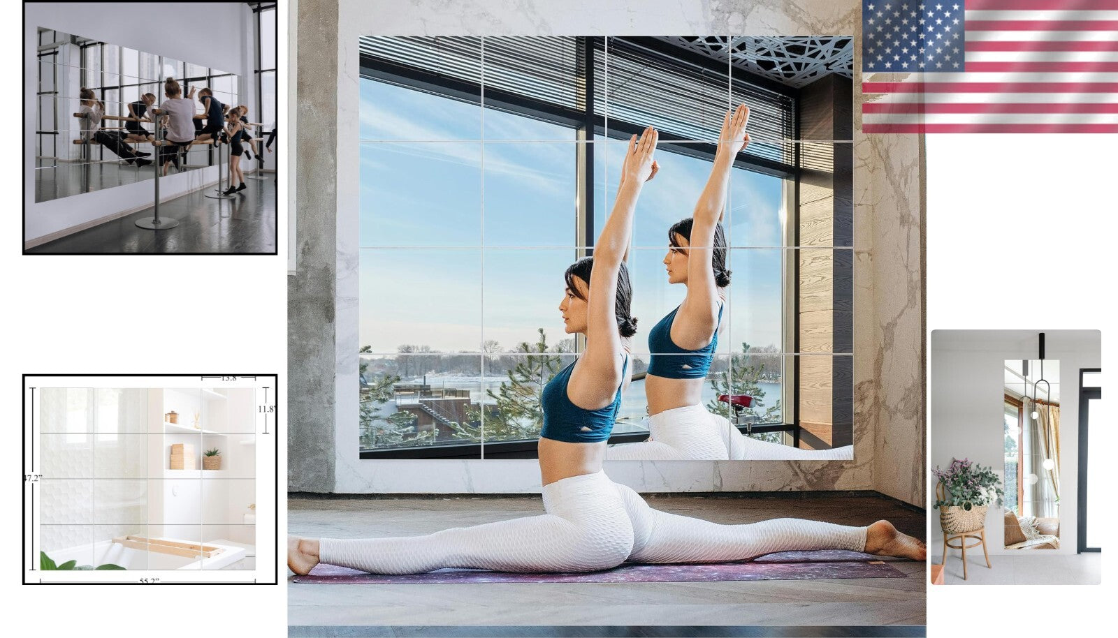 DIY Display 16-Piece Frameless Wall Mirrors - Modern Gym & Bathroom Design