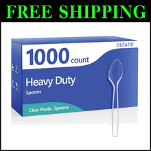 Load image into Gallery viewer, Heat Resistant Clear Plastic Spoons Bulk - 1000 Count Heavy Duty Silverware