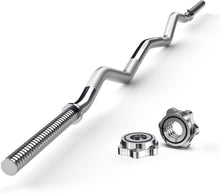 Load image into Gallery viewer, Nickel-Plated 47" EZ Curl Bar with Non-Slip Grip - Ideal for Strength Training