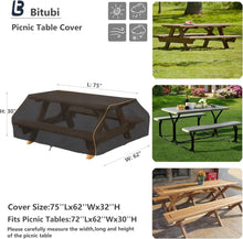 Load image into Gallery viewer, Waterproof and UV-Resistant Picnic Table Cover for 70/72 Inch Tables | Black