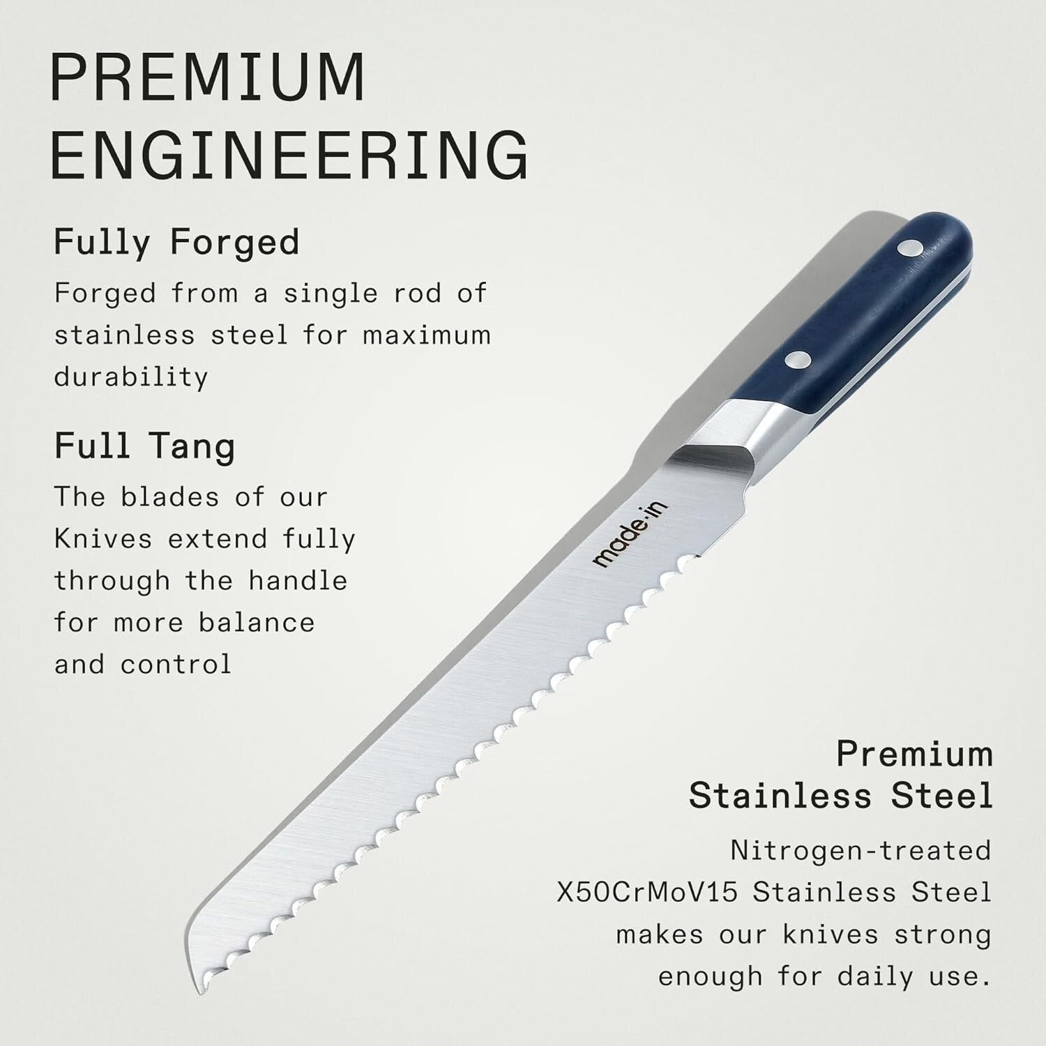 Ergonomic 9-Inch Bread Knife with Serrated Edge - Crafted for Precision Slicing