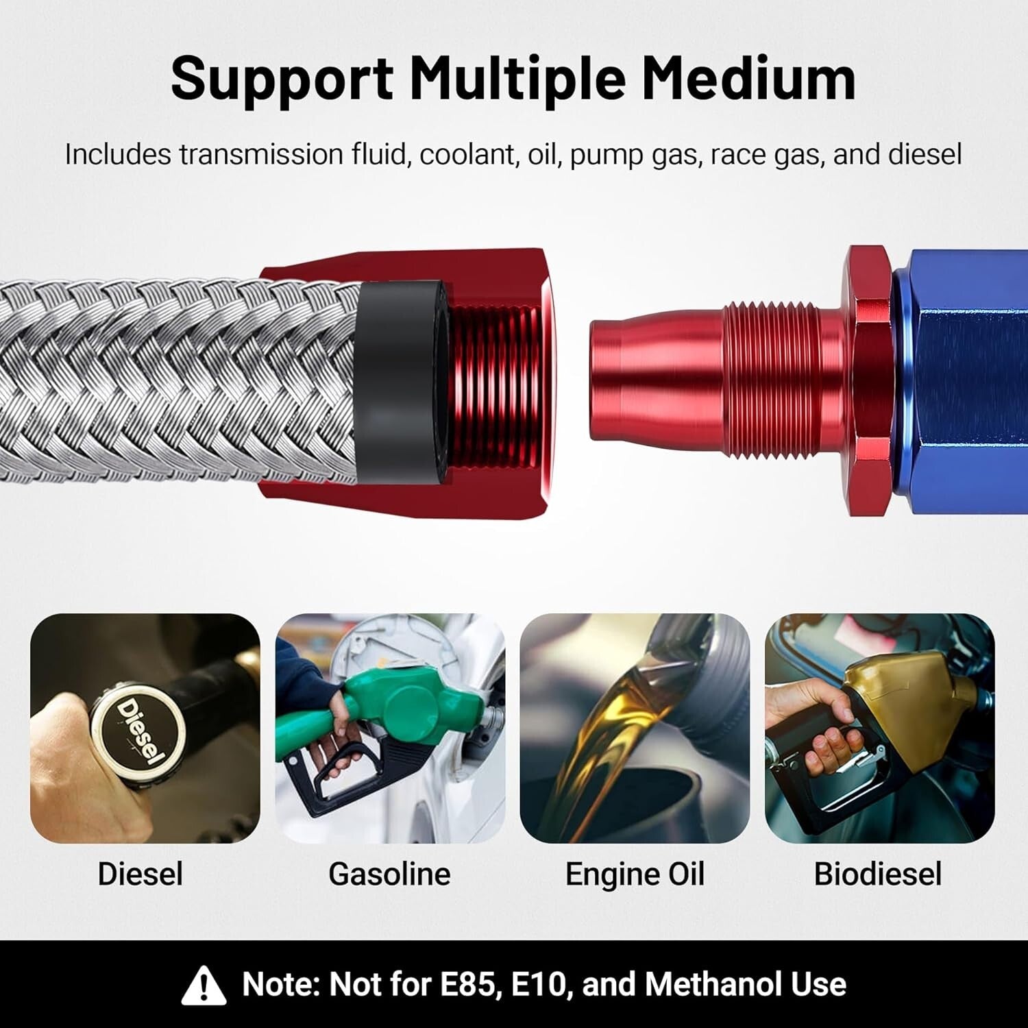 High-Pressure 20FT Silver 8AN Braided Fuel Line - Ideal for Professionals