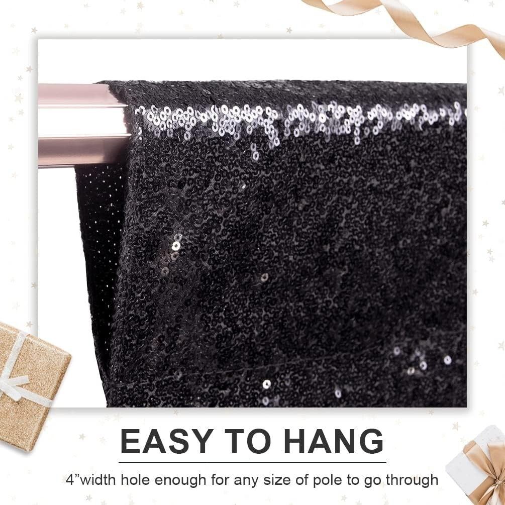 5ft x 10ft Black Sequin Backdrop - Perfect for Weddings, Parties & Photo Shoots