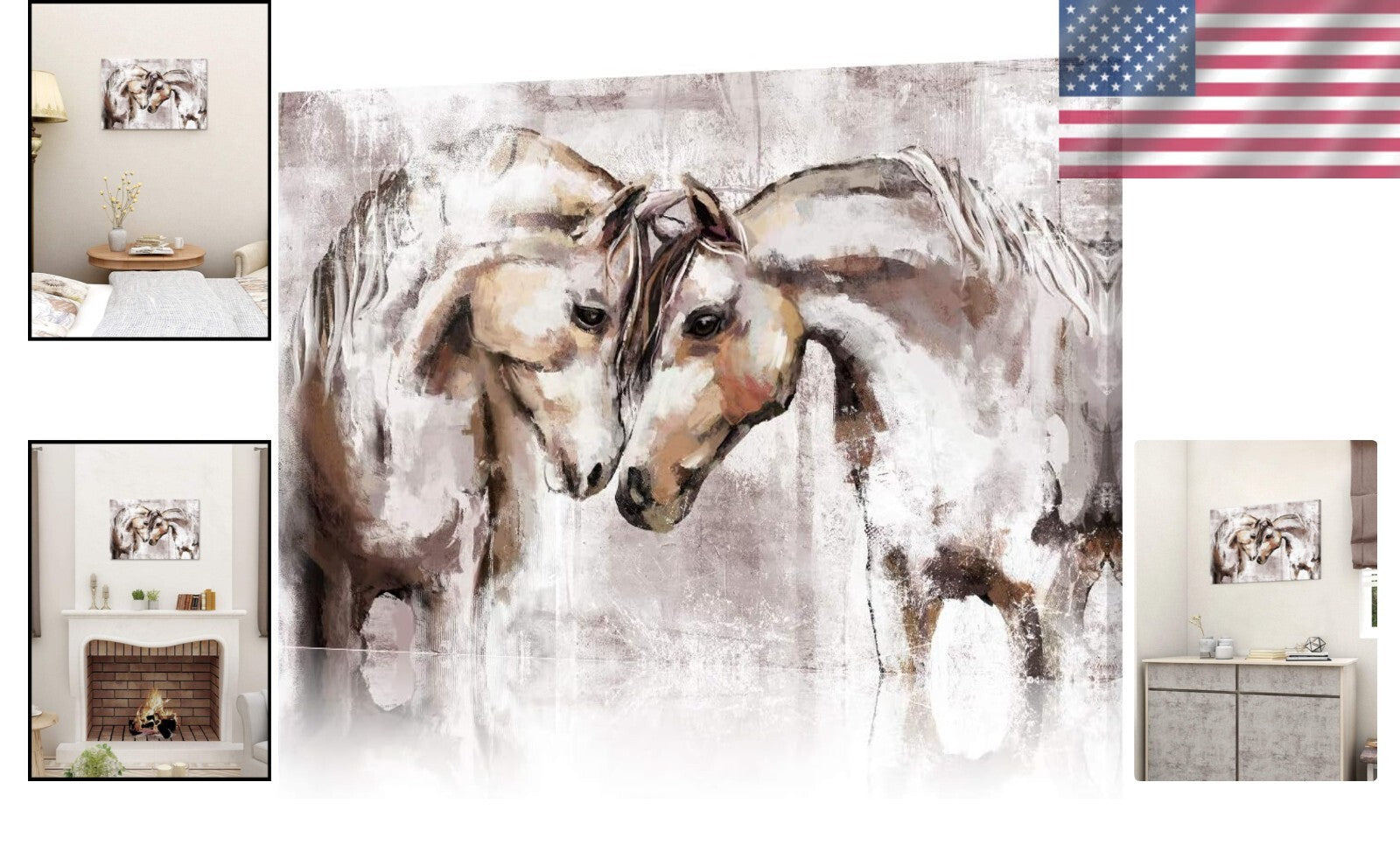 Exquisite Western Horse Artwork - 24x16 Canvas Print for Living Room Elegance