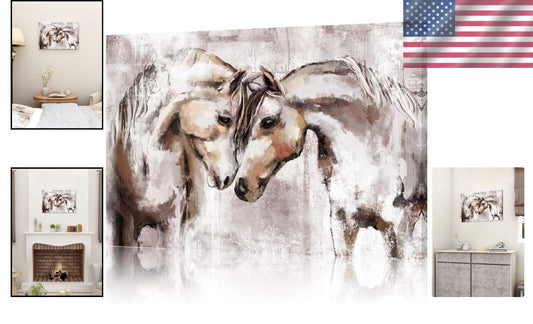 Exquisite Western Horse Artwork - 24x16 Canvas Print for Living Room Elegance