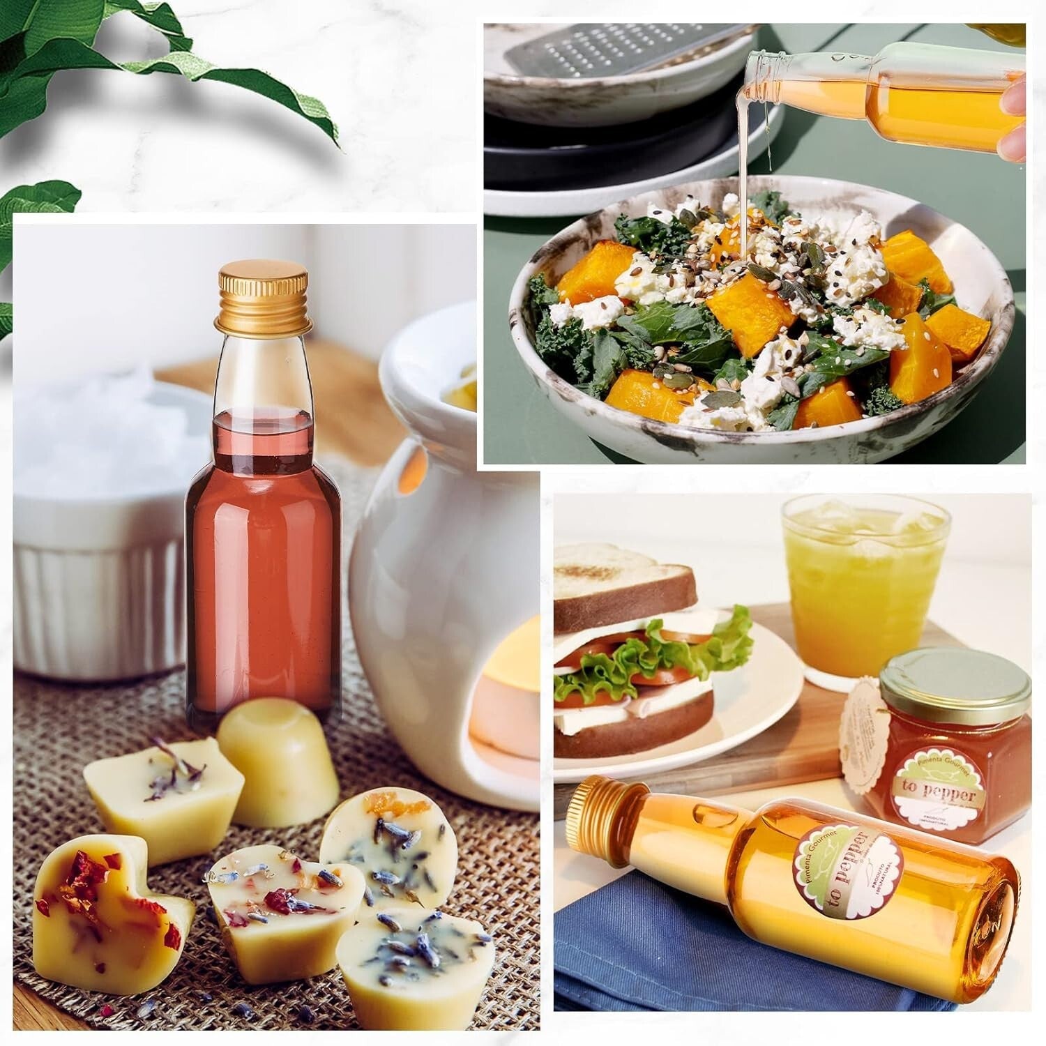 Reusable Miniature Alcohol Bottles with Funnels - 120 Pcs Gold Celebration Set