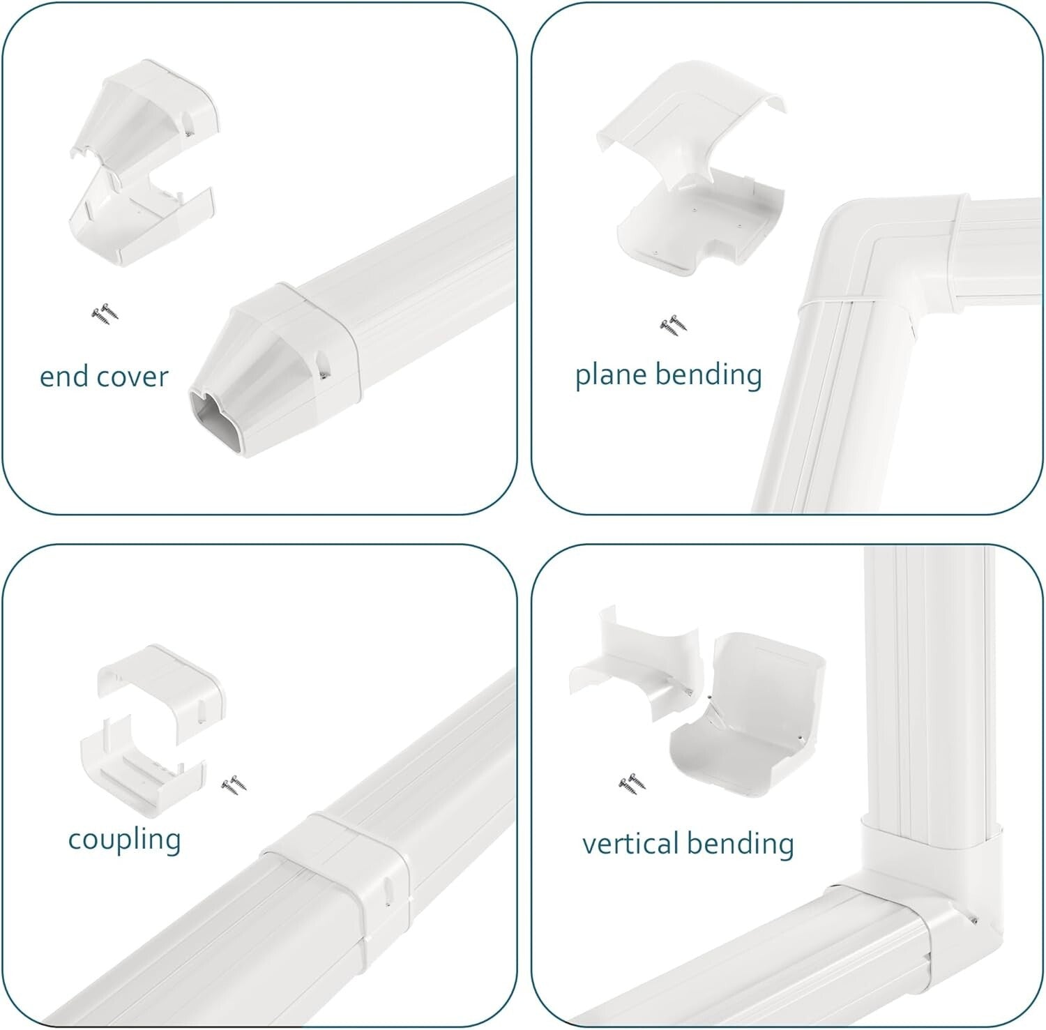 Decorative PVC Mini Split Line Set Cover Kit - 15ft for Stylish AC Installations
