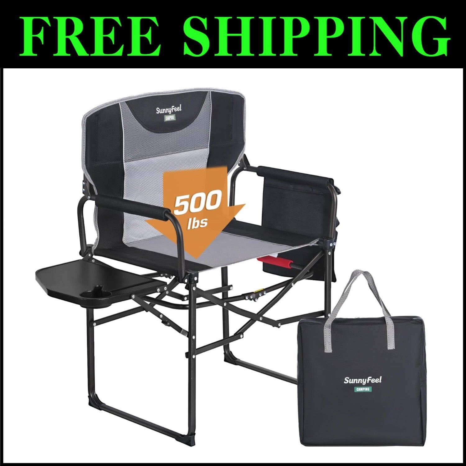 Effortless Setup Heavy Duty Camping Directors Chair - Perfect for Beach & Picnic