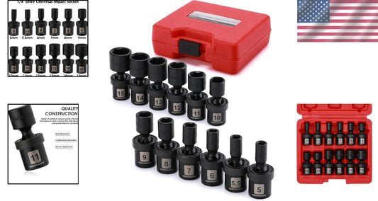 CR-MO Chrome Molybdenum 12-PC 1/4" Drive Impact Socket Set with Wobble Feature