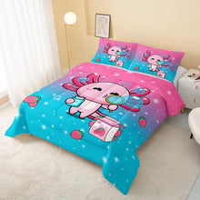 Load image into Gallery viewer, Stylish Kawaii Axolotl 3-Piece Bedding Set - Kids Twin Comforter &amp; Cases