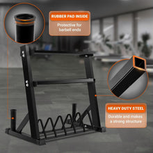 Load image into Gallery viewer, Multi-Functional Weight Storage Rack with 6 Pegs &amp; Barbell Stand – Max 1190 lbs