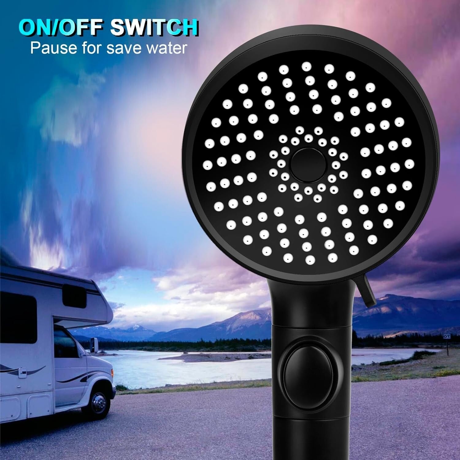 Comfort & Convenience: High-Pressure 5-Mode Shower Head for RVs with Hose Clamp
