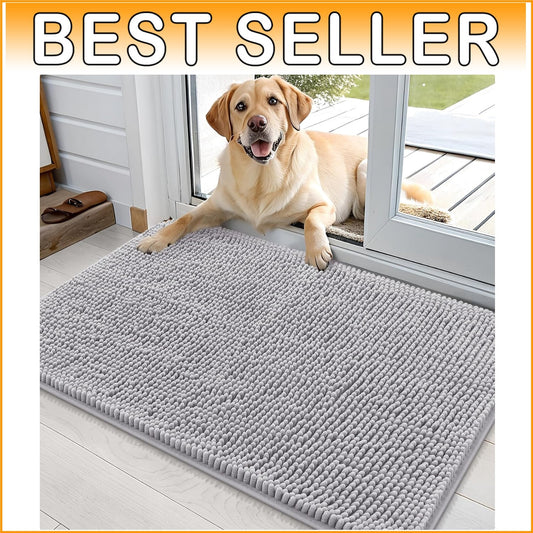 Soft Chenille Dog Mat for Muddy Paws - 36x24 Washable Indoor Entryway Rug