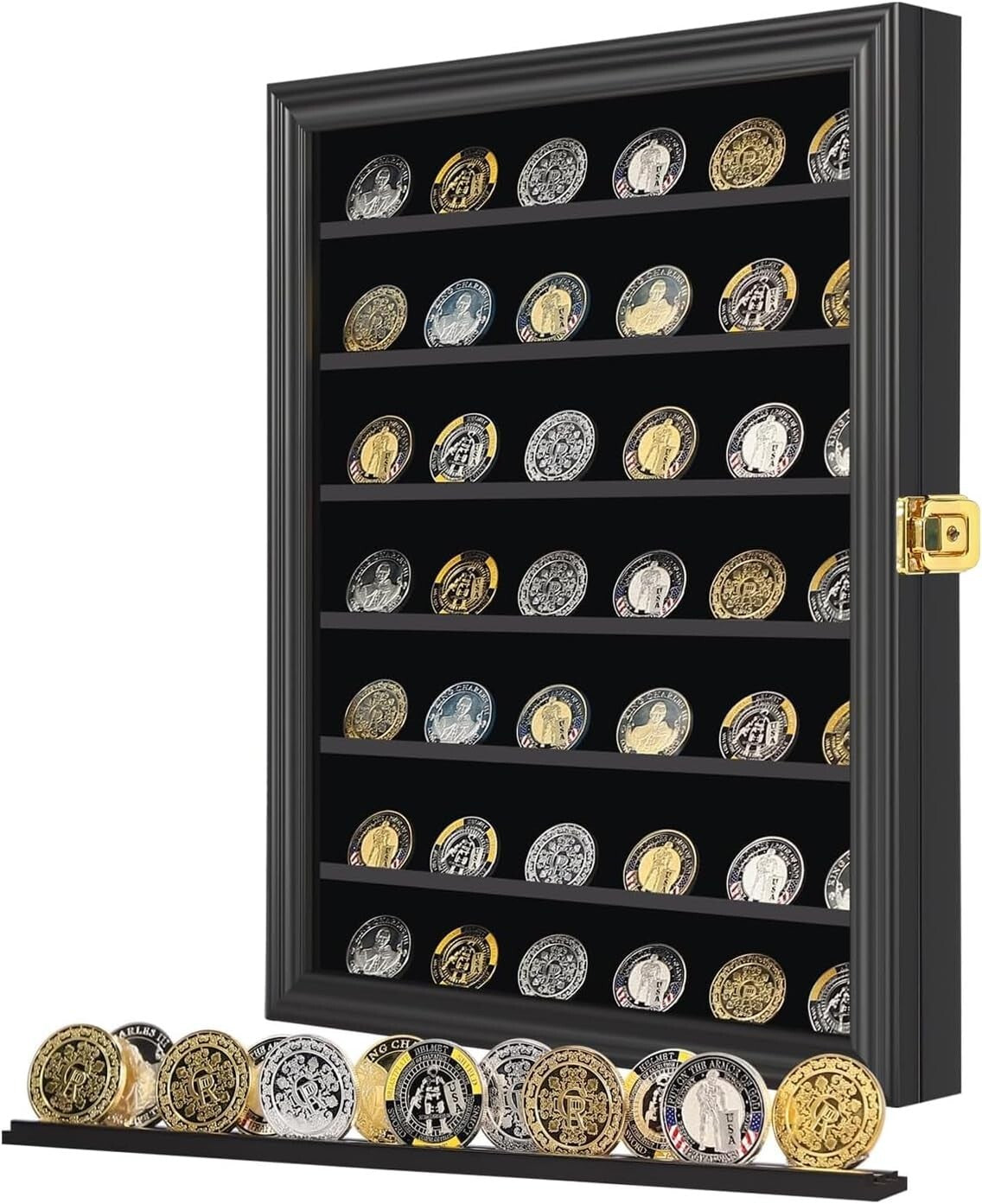 Elegant Wall-Mountable Display Cabinet for Military Coins & Collectibles - Black