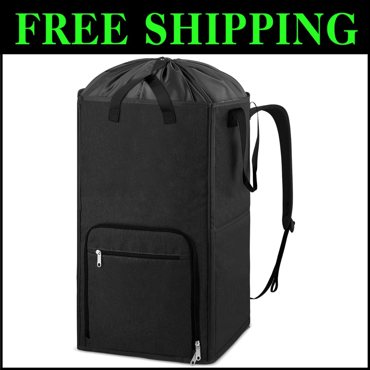 Large Durable Backpack Hamper with Zipper and Drawstring Closure for Easy Use