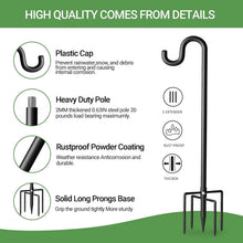 Load image into Gallery viewer, 108" Extra Thick Shepherds Hooks - Durable Bird Feeder Stand with 5 Prongs