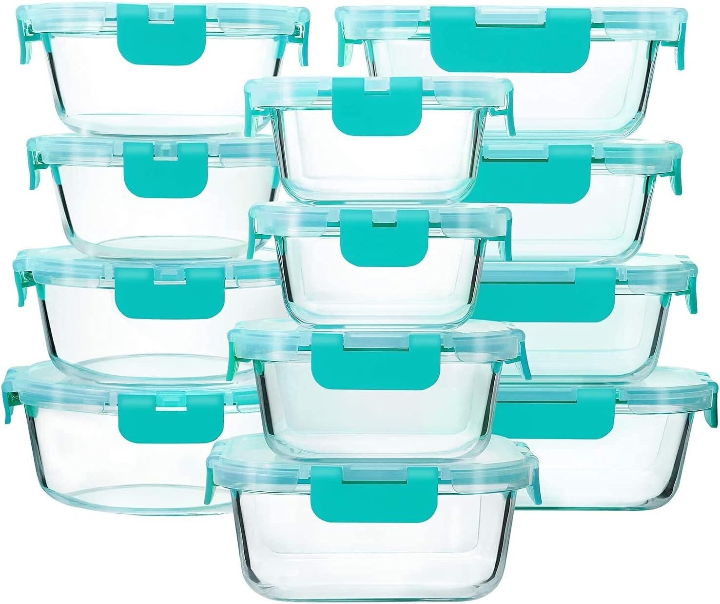 Durable 24-Piece Glass Storage Containers with Smart Lock Lids - Leak Resistant