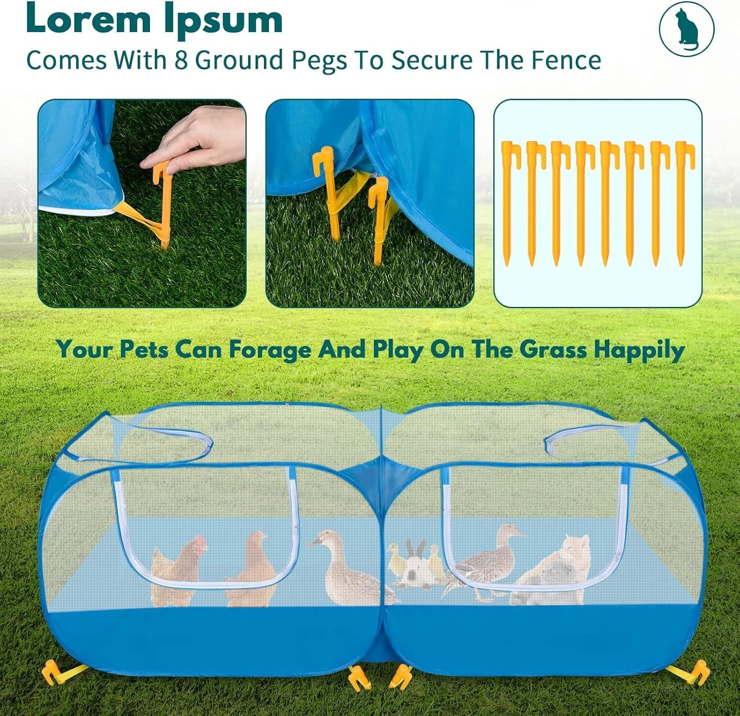 Multi-Use Small Animal Enclosure with Removable Base - For Cats, Rabbits & More