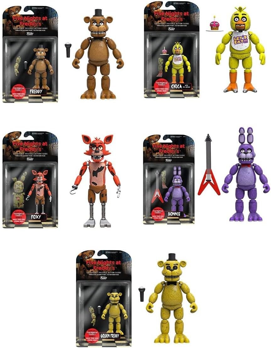 FNAF Action Figures Collection - 5-Inch Set with Build Spring Trap Pieces!