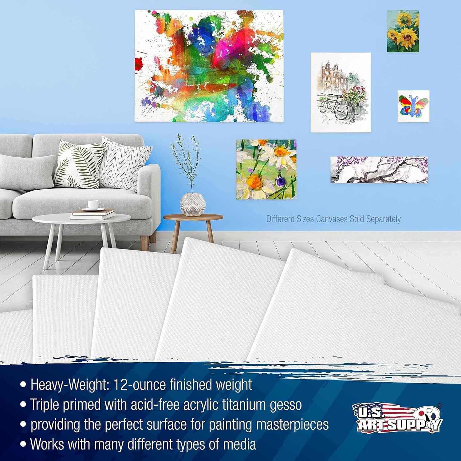 Versatile 6 x 24 Inch Artist Canvas Set - Blank & Ready for Any Medium - 6-Pack