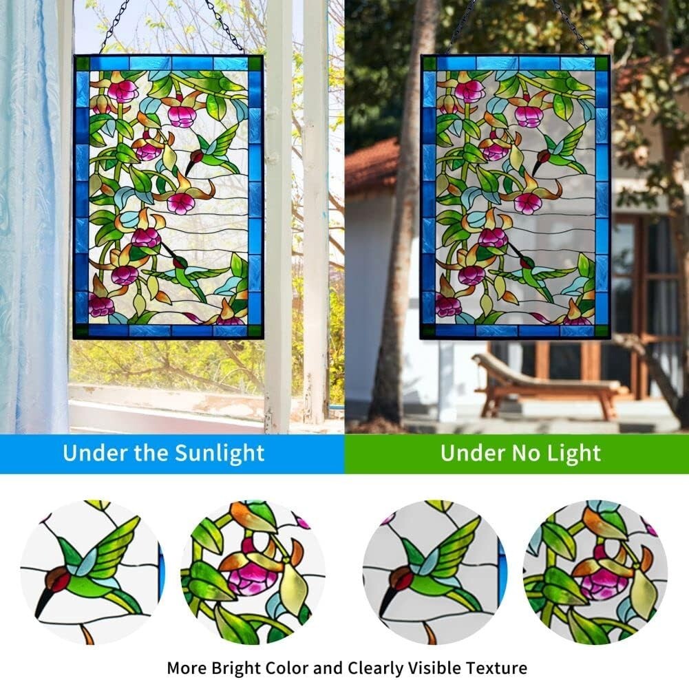 Vibrant Hummingbird Stained Glass Suncatcher - Perfect Gift for Bird Lovers