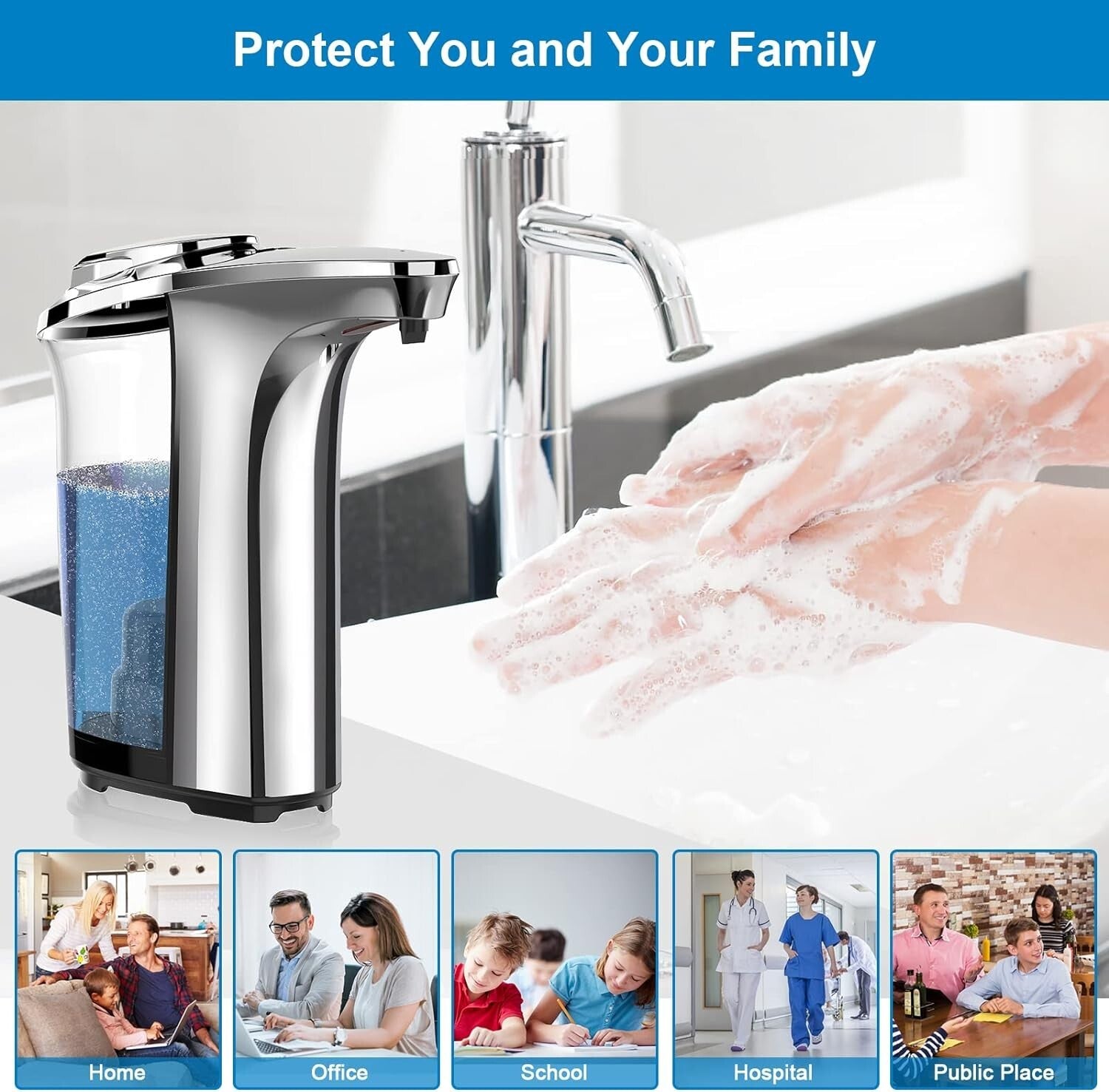 High Capacity Touchless Soap Dispenser with Adjustable Dispensing - 2 Count Set