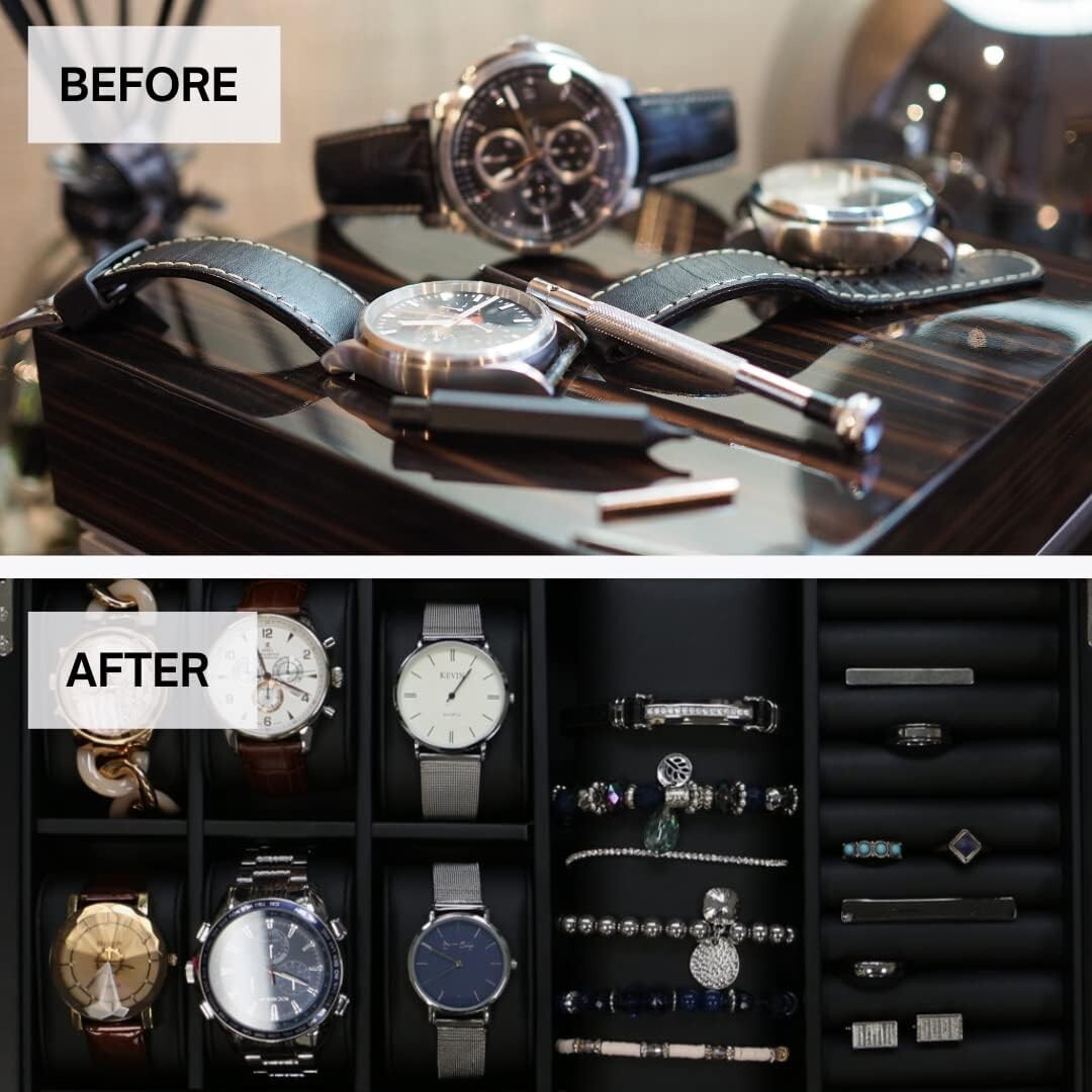 Premium Jewelry and Sunglasses Box with Magnetic Closure - 12 Compartment Design