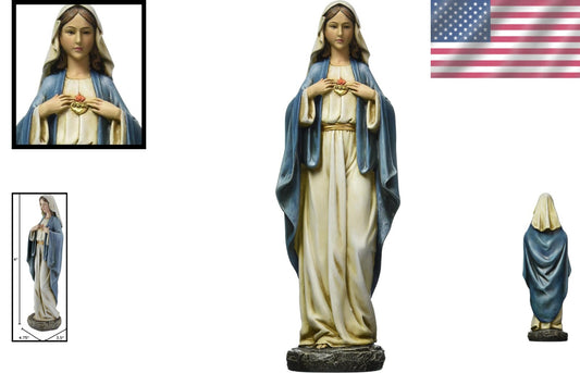 Exquisite 14-Inch Immaculate Heart of Mary Figure - A Meaningful Devotional Gift