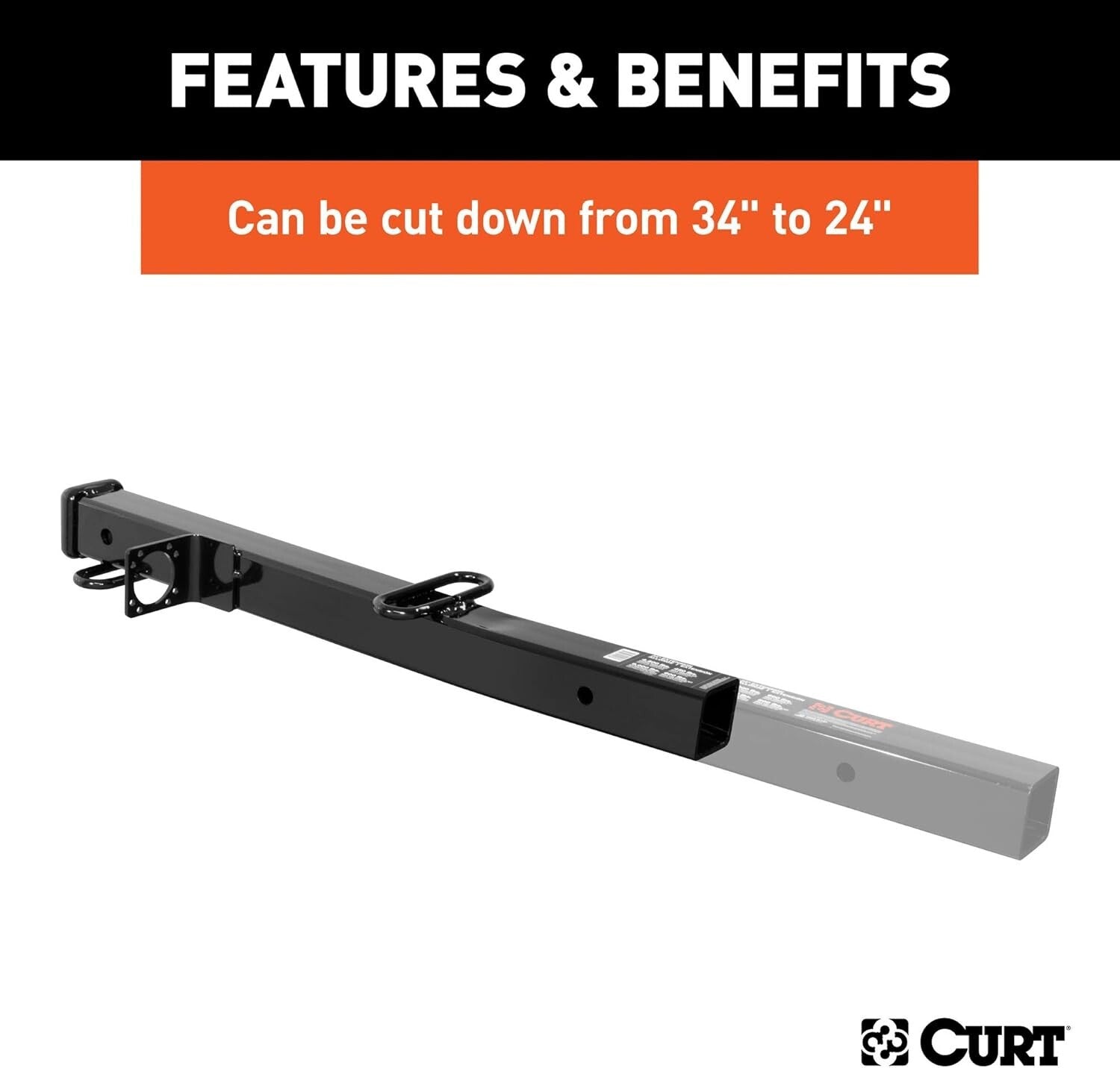 Durable Carbon Steel Hitch Receiver Adapter - 2" Shank, Black Powder Coat Finish