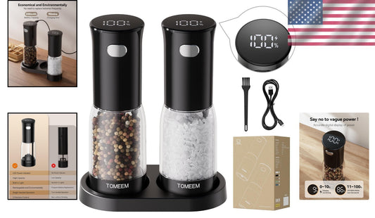 Electric Salt and Pepper Grinder Set with LED Light & Type-C Rechargeable Design