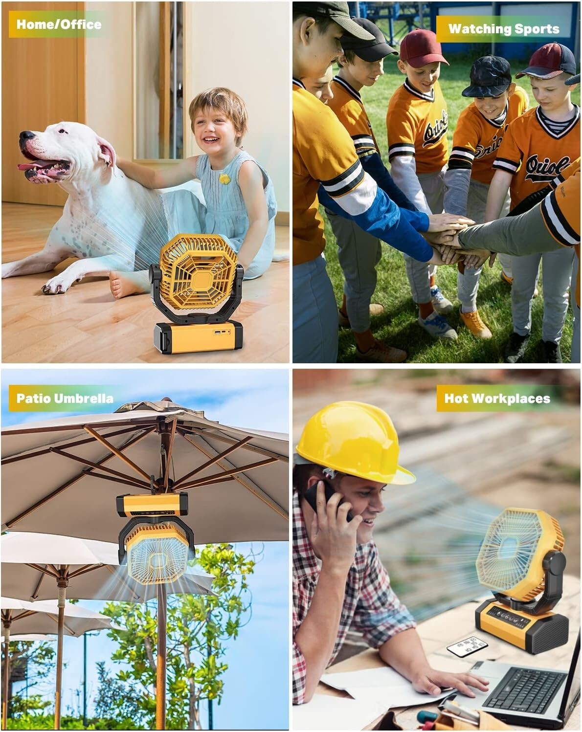 Stylish 20000mAh Camping Fan - Oscillating, Quiet, with Power Bank Function