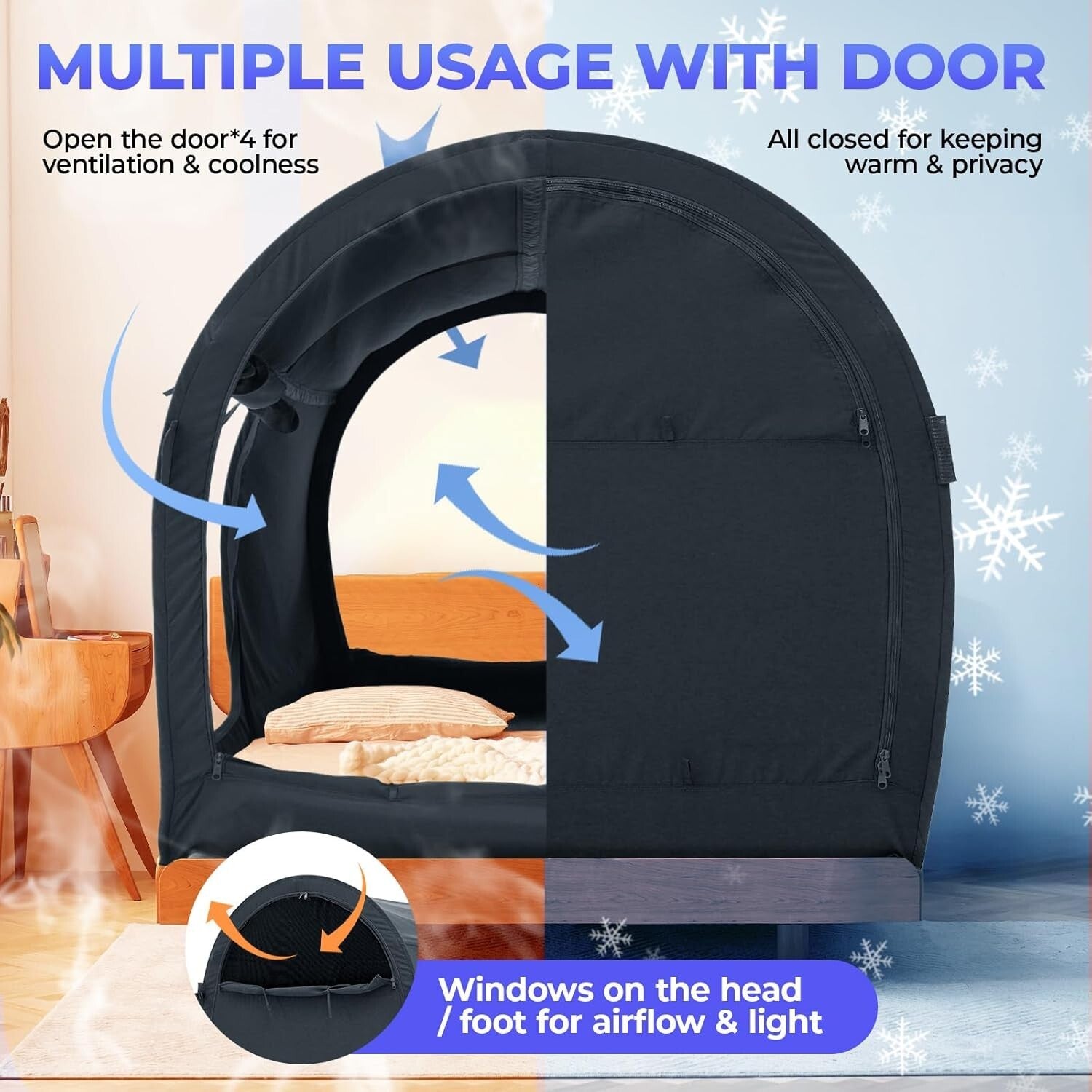 Breathable Privacy Sleeping Tent for Twin Bunk Beds - Easy Setup & Washable