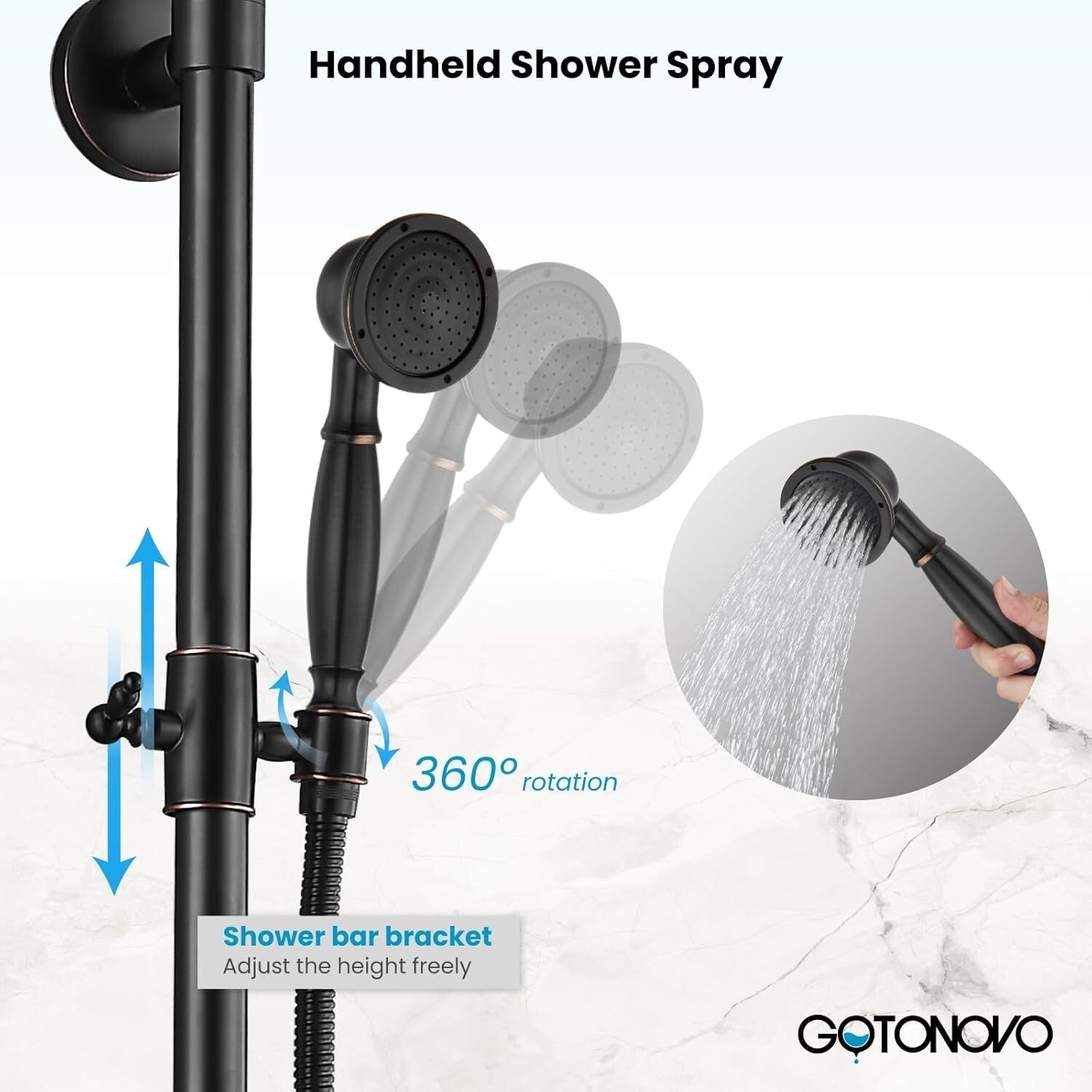 Dual Function Oil Rubbed Bronze Shower Faucet: 8-Inch Rainfall & Handheld Design