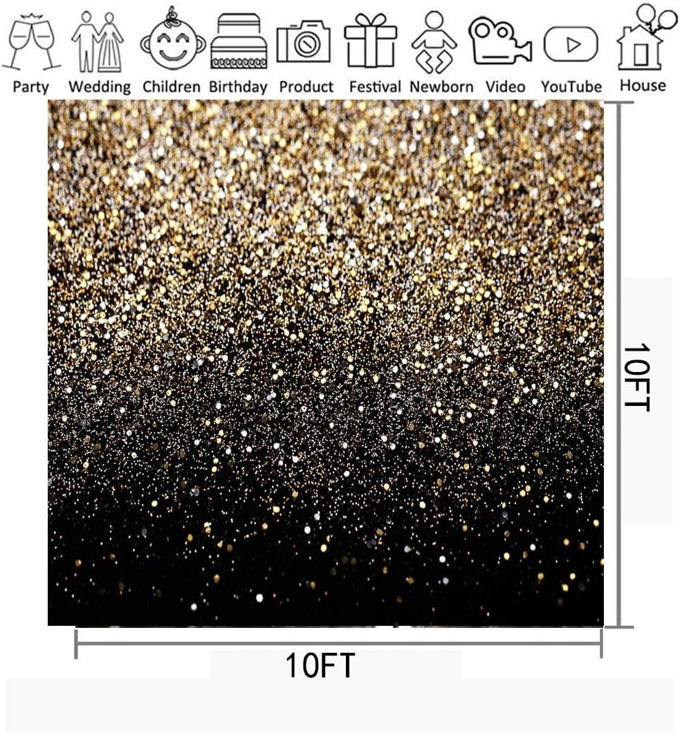 Elegant 10' x 10' Black Gold Seamless Backdrop for Perfect Photo Opportunities