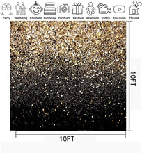 Load image into Gallery viewer, Elegant 10' x 10' Black Gold Seamless Backdrop for Perfect Photo Opportunities
