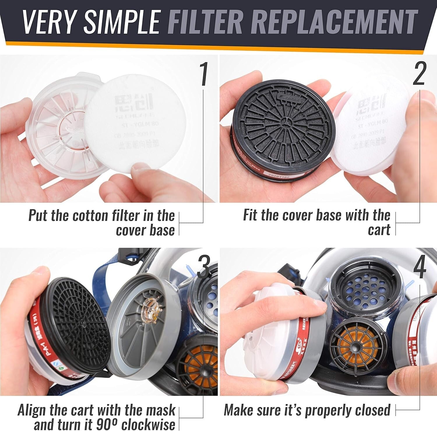 Full Face Organic Vapor Respirator with Anti-Fog Lens - Heavy Duty Protection