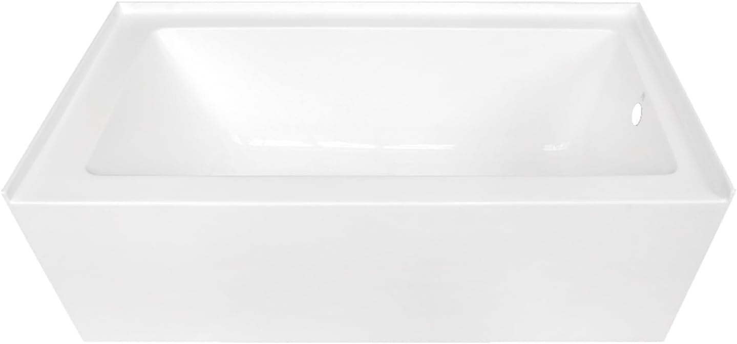 Durable 60-Inch Acrylic Bathtub for Alcove Installation - Right Drain - White